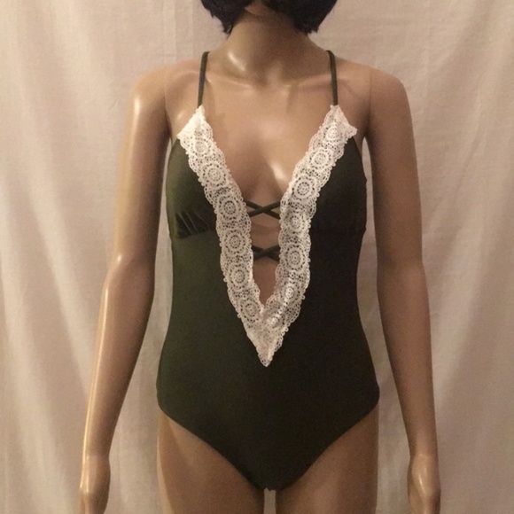 LAST 1! Deep V Crochet Lace One Piece Swimsuit - Picture 3 of 8